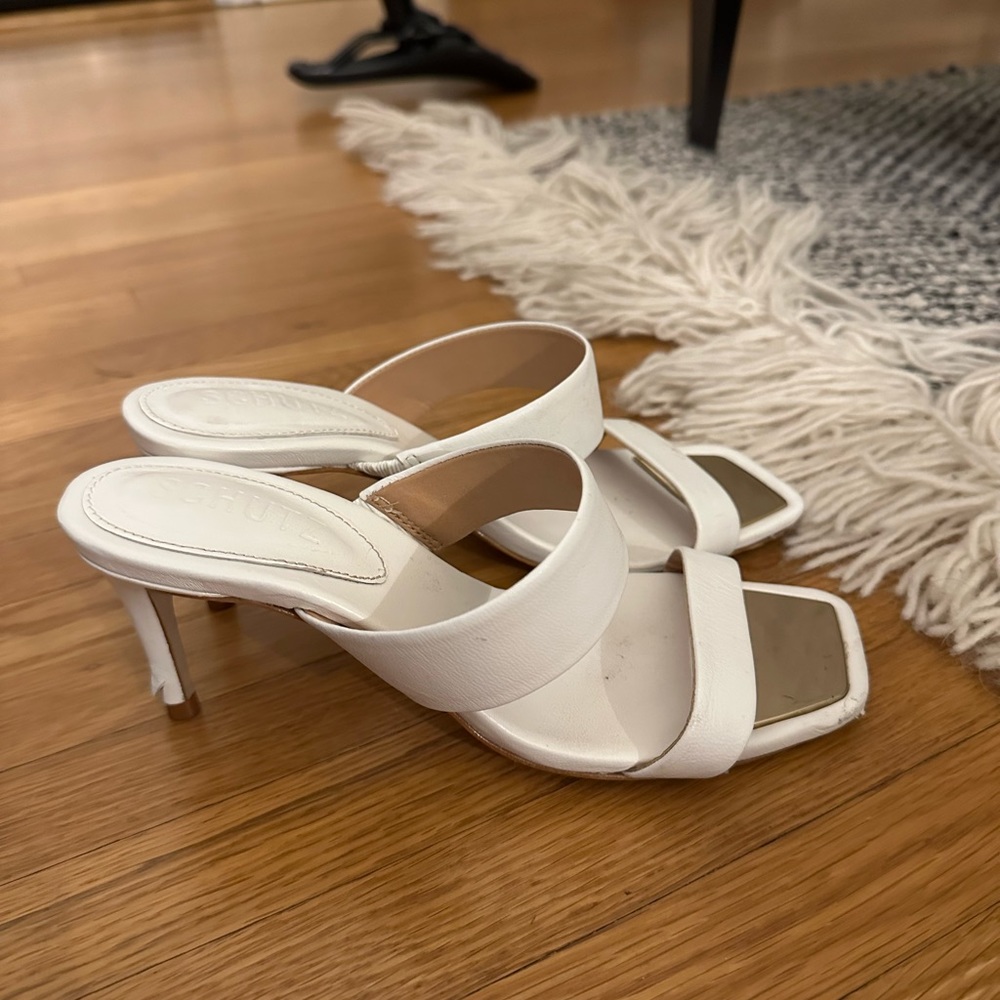 Schutz White Leather Heels